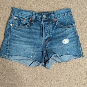 Levi's Blue Distressed Jean Shorts Women's 25